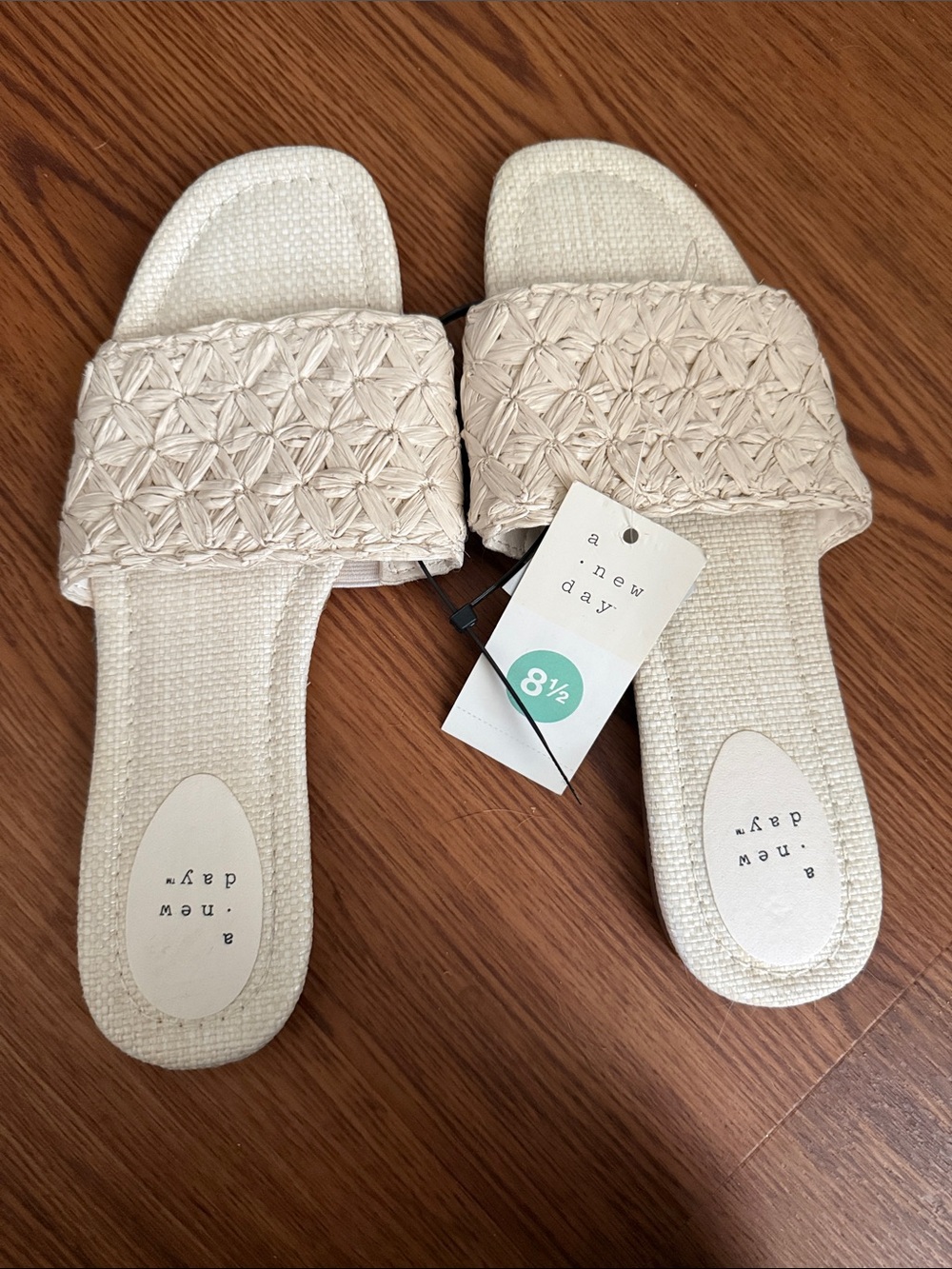 a new day Cream Woven Slide Sandals